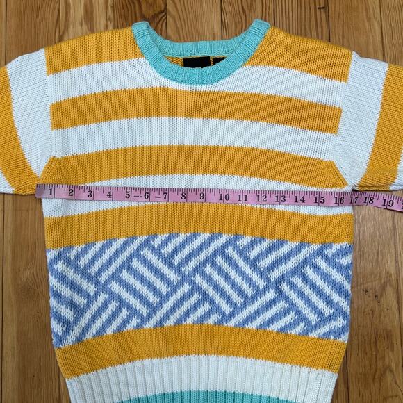 Vintage 90s LizSport Striped Knit Short Sleeve Sweater - Small - Picture 3 of 4